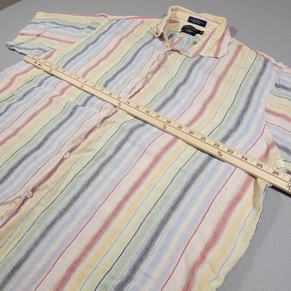 Daniel Cremieux Mens Italian Linen Shirt‎ Striped Button Down Tailored Fit XL - Picture 5 of 7